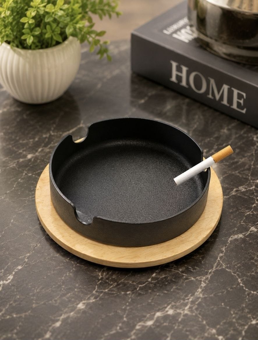 زیر سیگاری فلزی چوبی(پس کرایه)